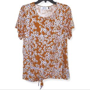 Ava Sky Honey Sakura Floral Top Tie Front Hawaii Exclusive Boutique Size L NWOT